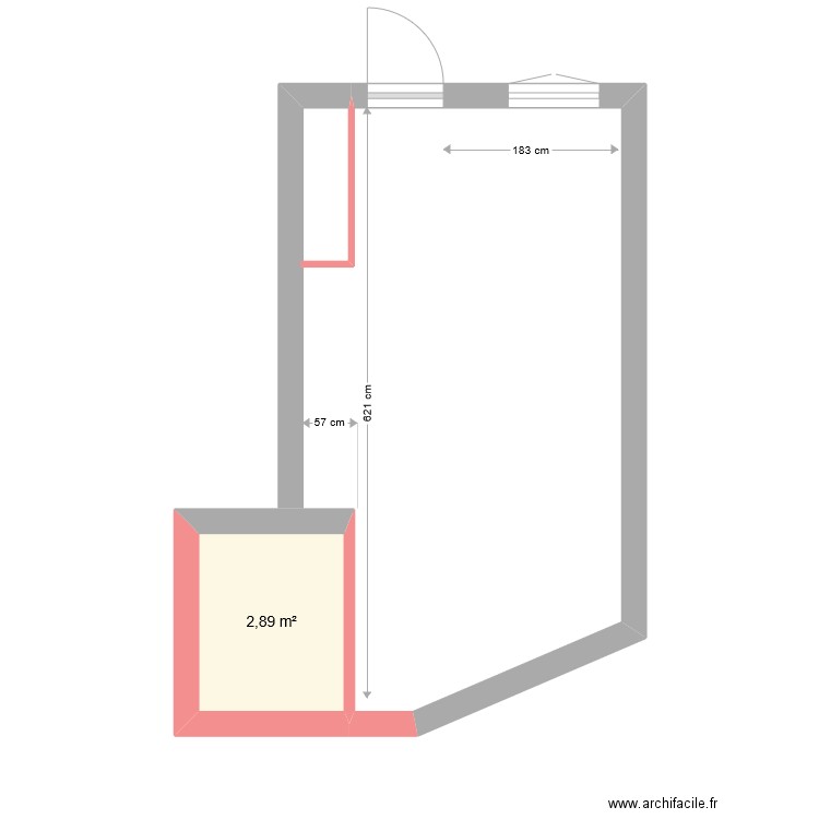 Chambre mas. Plan de 1 pièce et 3 m2