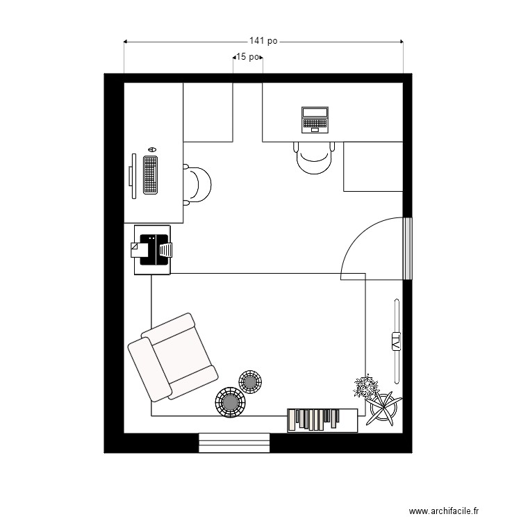 girard bureau2. Plan de 1 pièce et 16 m2