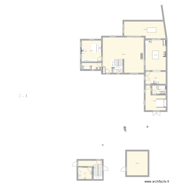 PROJ 36. Plan de 13 pièces et 186 m2