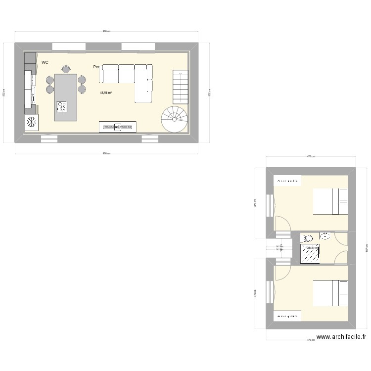 Maison Fabian RdJ. Plan de 3 pièces et 106 m2