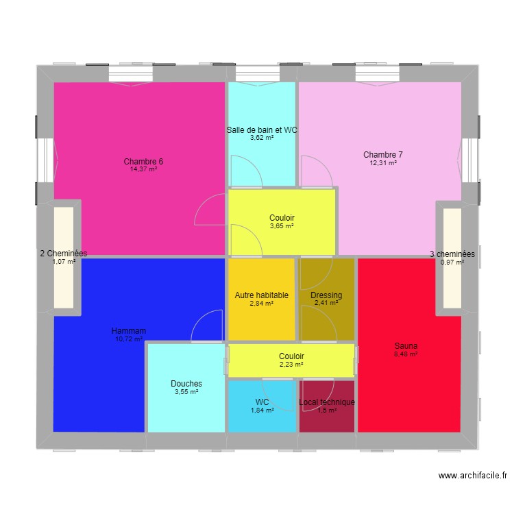 projet ascenseur2 cuisine aménagée étage 00. Plan de 51 pièces et 358 m2