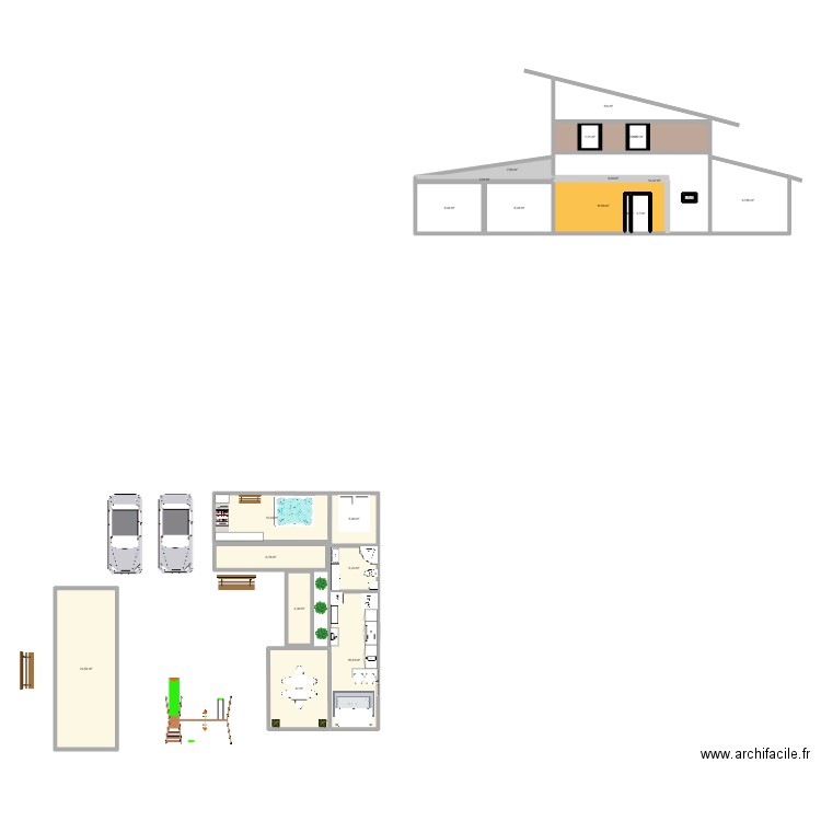 bungalow. Plan de 23 pièces et 174 m2