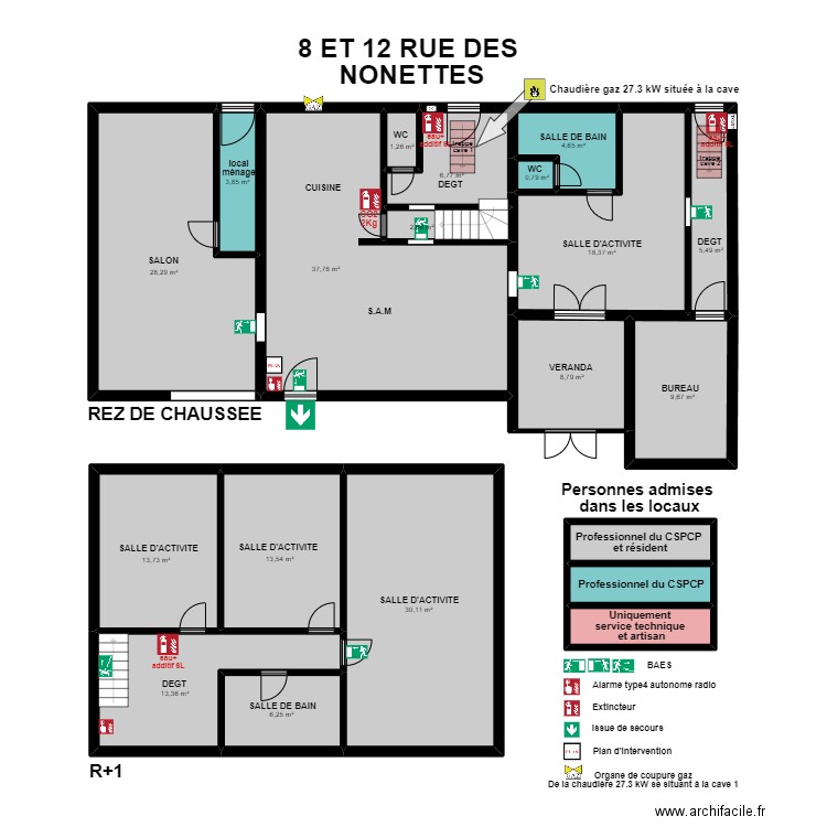 CAJ. Plan de 20 pièces et 217 m2