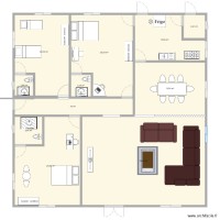 plan de 3 chambres salon 