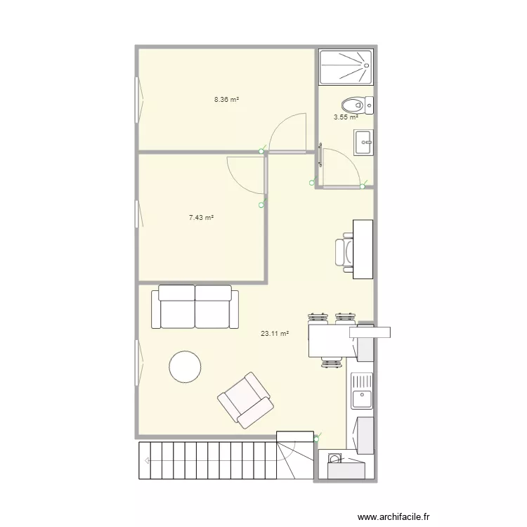 projet studio  Dh&eacute;rouville. Plan de 