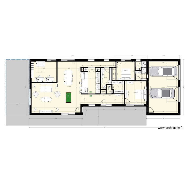 Maison 3 ch RdC SH 160m2 avec garage. Plan de 10 pièces et 205 m2