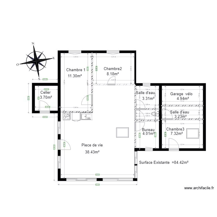 Existant chalet 46 fabrice. Plan de 