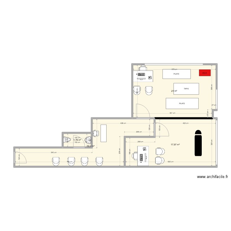 CABINET KECH V1. Plan de 4 pièces et 57 m2