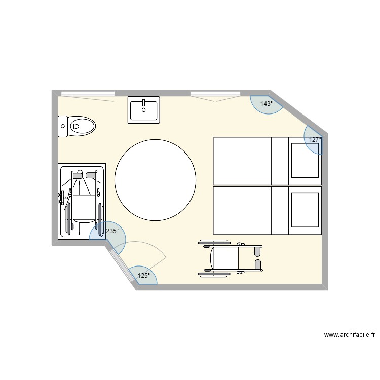 Chamaillard_projet2. Plan de 1 pièce et 15 m2