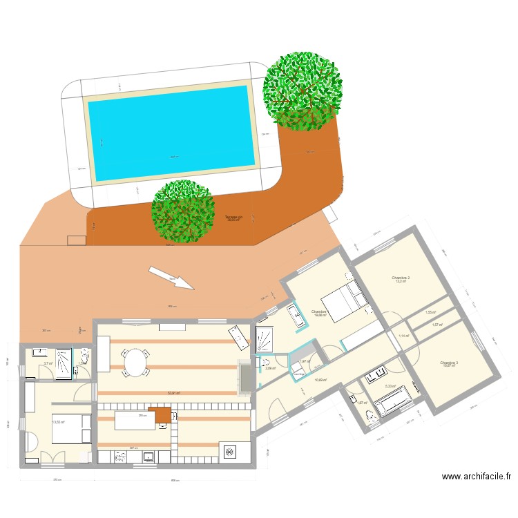 tourrettes avec exterieurs. Plan de 31 pièces et 330 m2