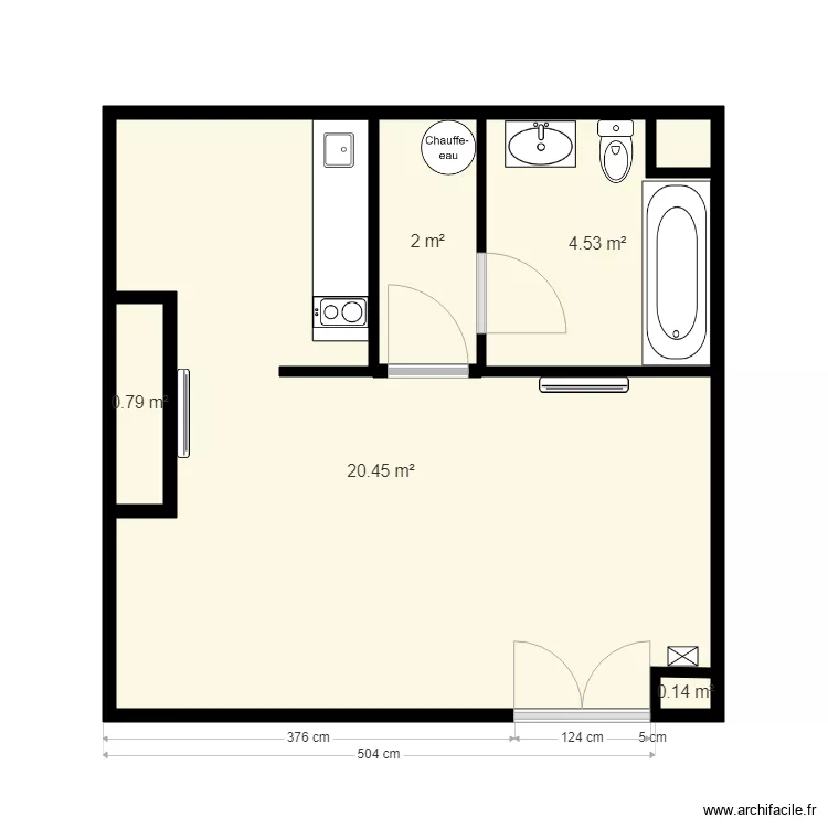 plan studio Marcel. Plan de 