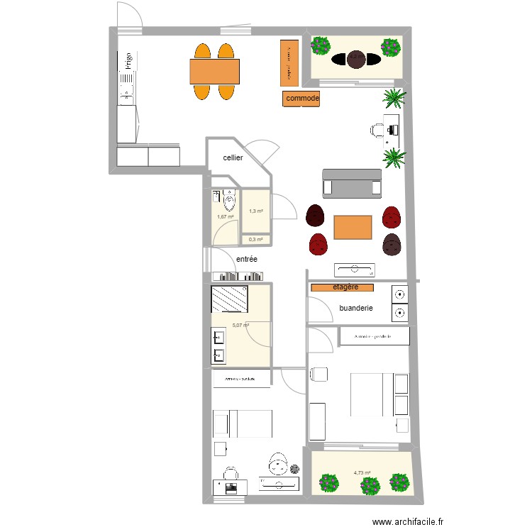 manv15. Plan de 6 pièces et 17 m2