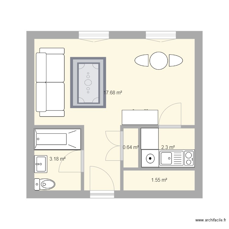 Appart 24m2  Tulle 2. Plan de 0 pièce et 0 m2