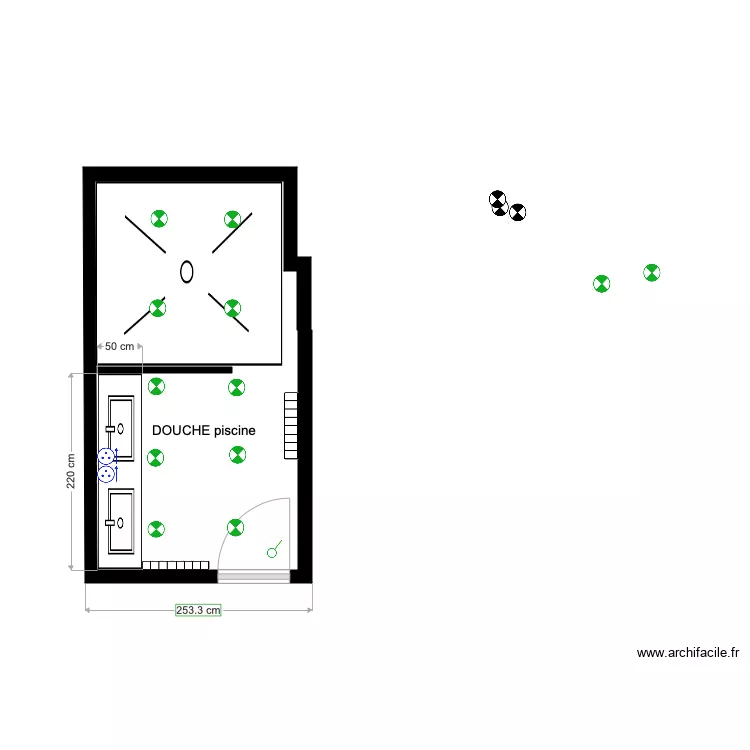 pourville grande douche. Plan de 