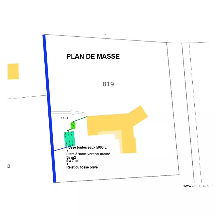 Montagn&eacute; filtre sable. Plan de 