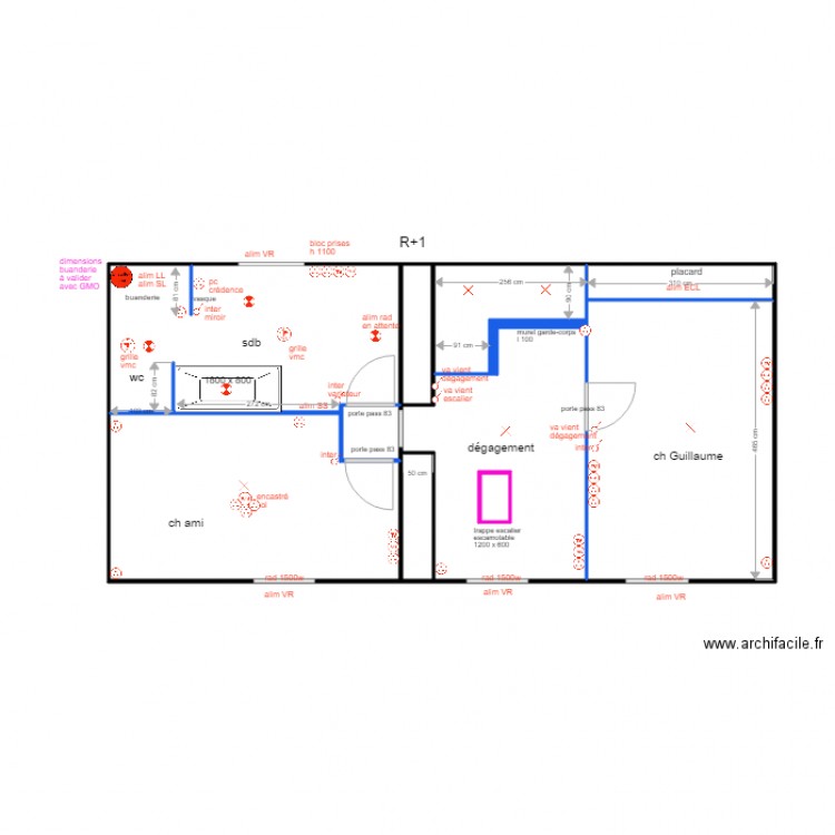 plan coté et élec R1 . Plan de 0 pièce et 0 m2