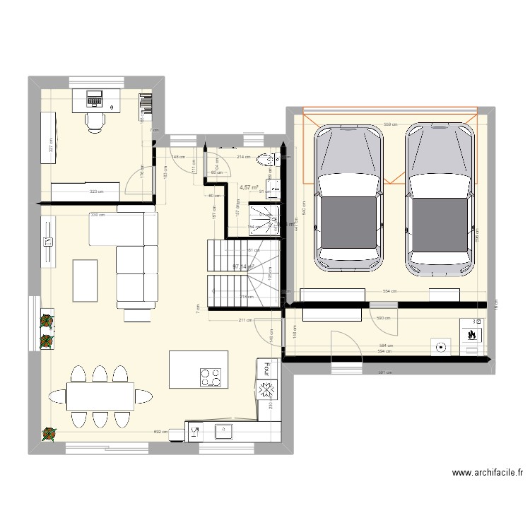 BOULLIUNG. Plan de 3 pièces et 102 m2