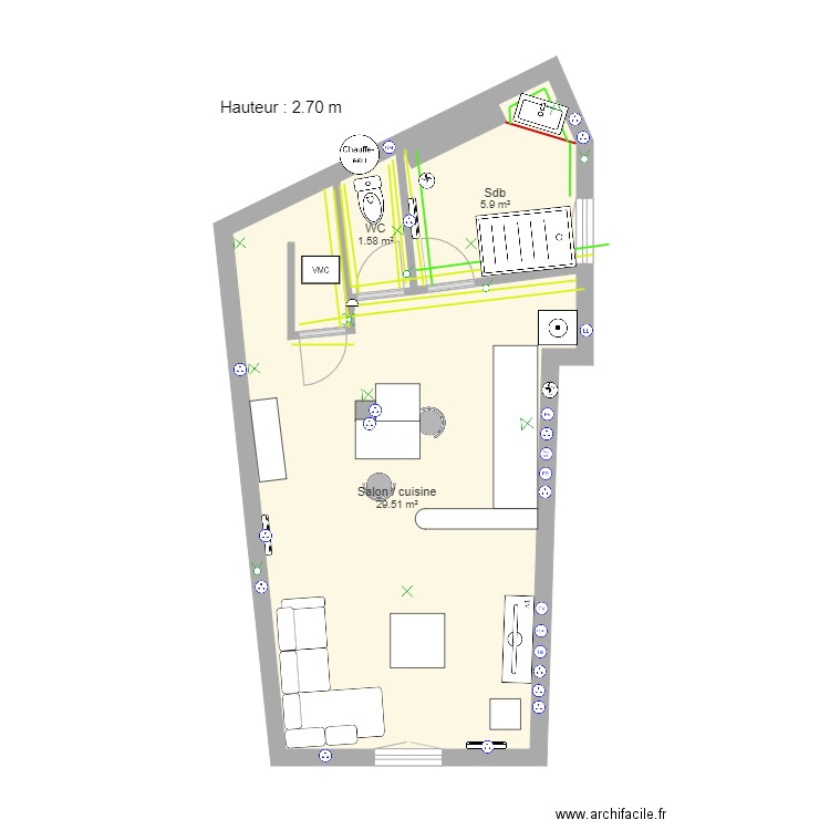 2ème étage meublé. Plan de 0 pièce et 0 m2