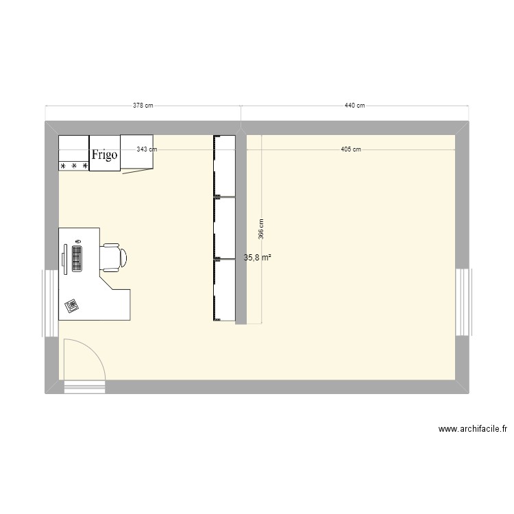 SOUS-SOL. Plan de 1 pièce et 36 m2