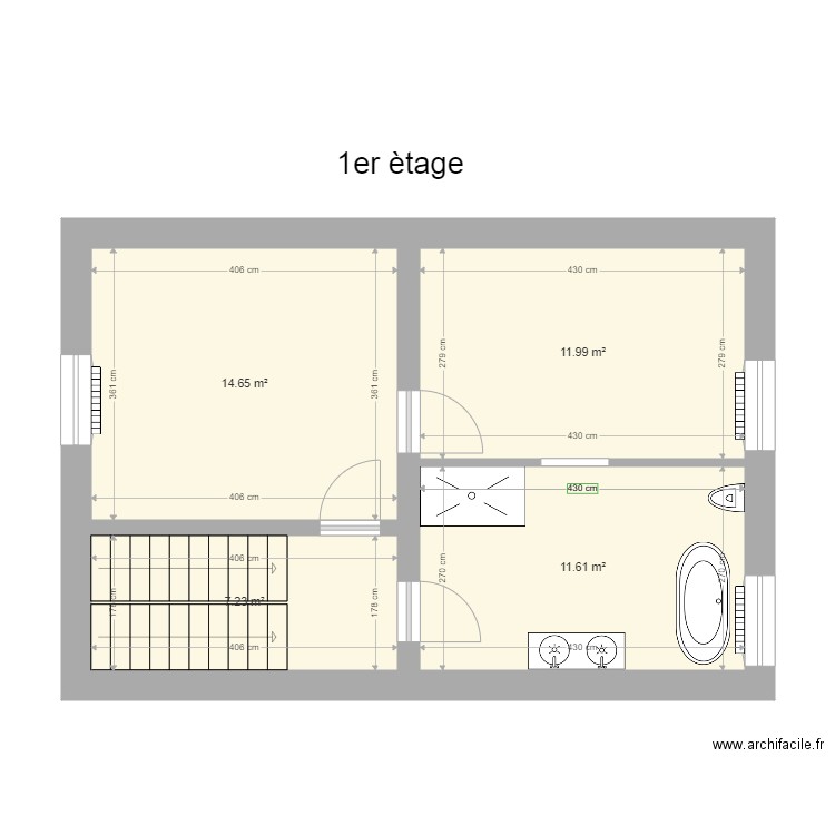 1er tervuren. Plan de 4 pièces et 45 m2