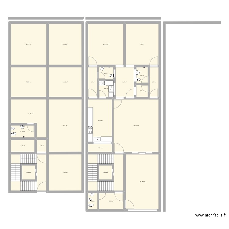 01sa. Plan de 29 pièces et 344 m2