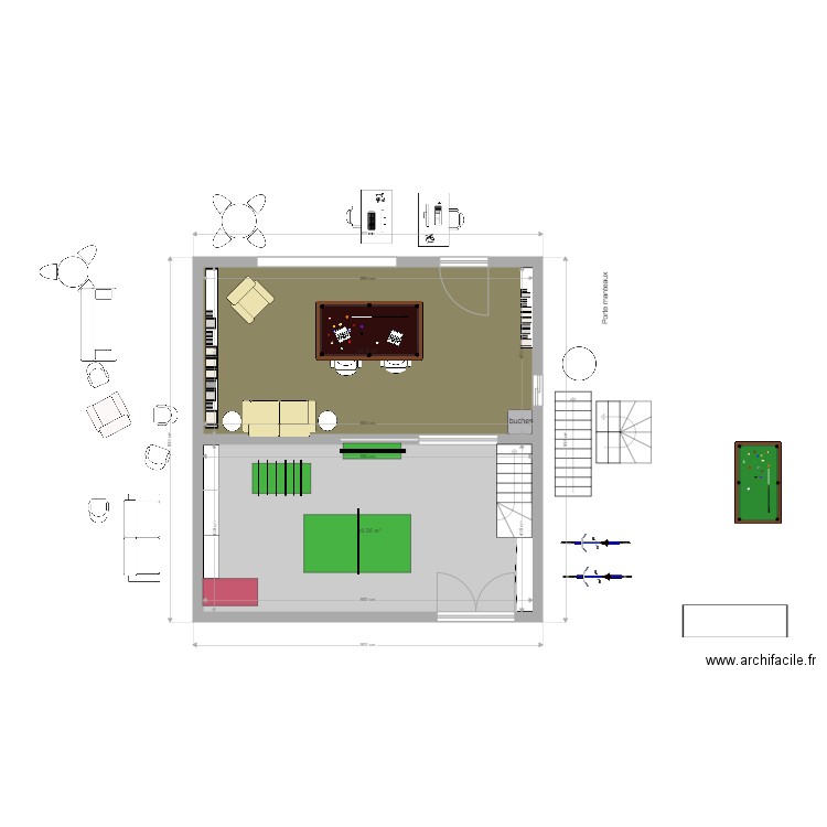 bureaugrange escaliervariante billardbureau. Plan de 0 pièce et 0 m2