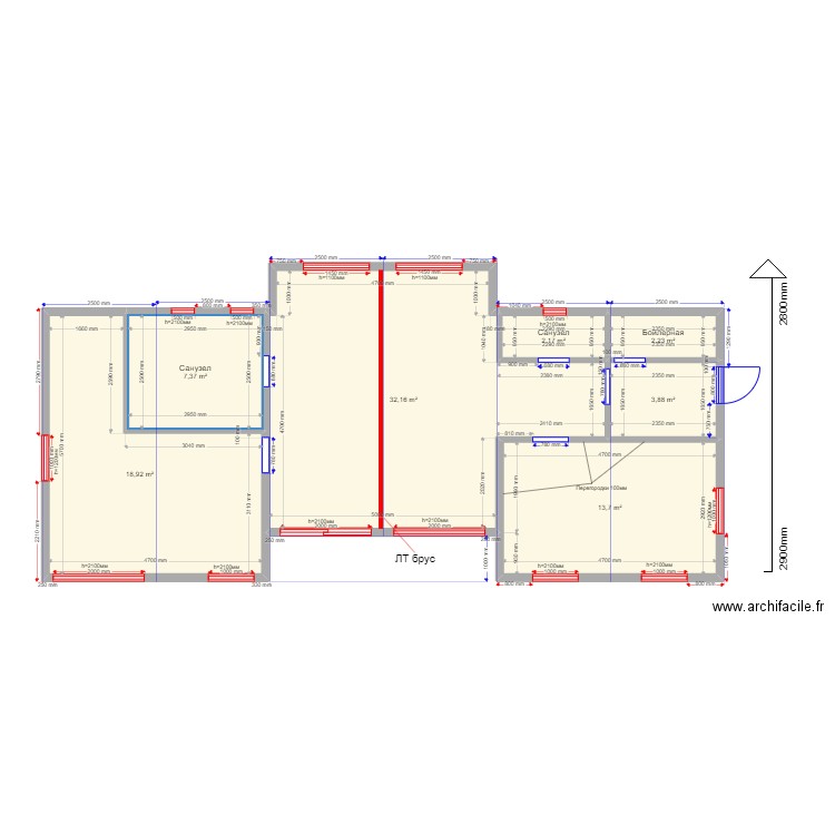 90 3. Plan de 7 pièces et 80 m2