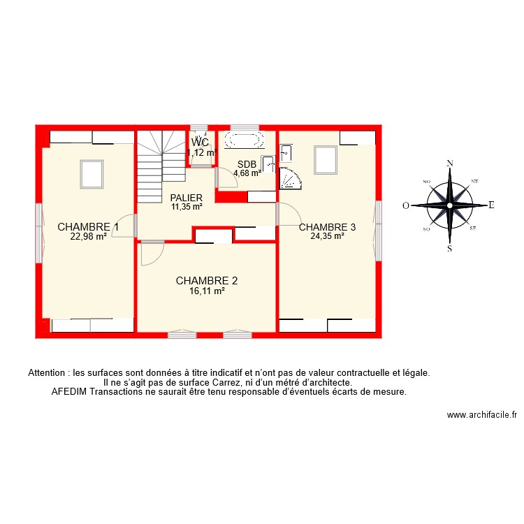 BI 7544 ETAGE PASCAL. Plan de 9 pièces et 81 m2