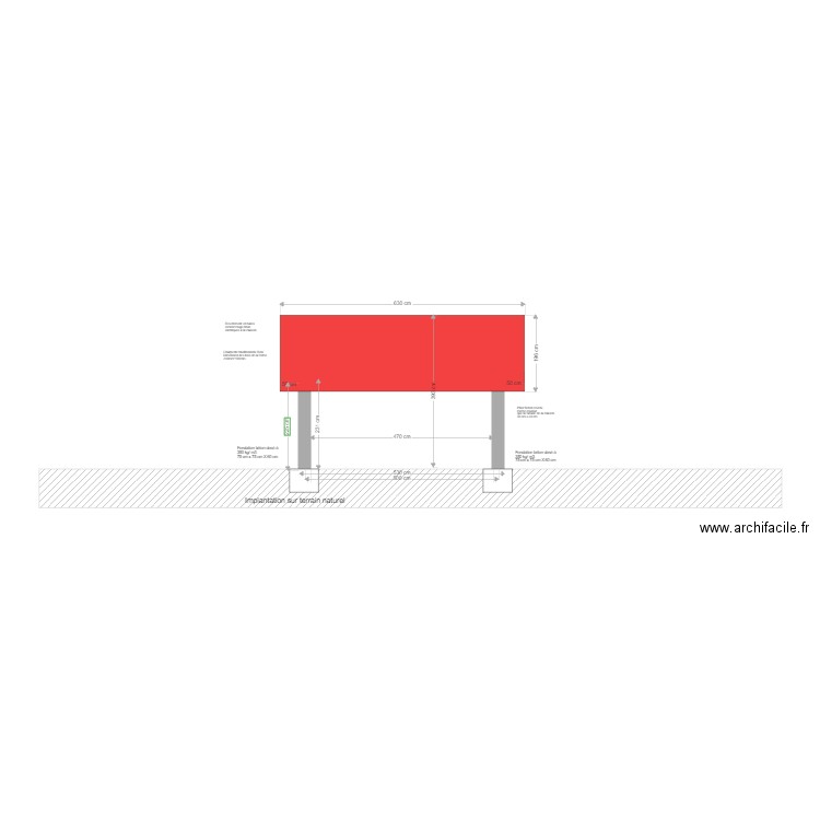 Plan vue depuis coté OUEST. Plan de 0 pièce et 0 m2