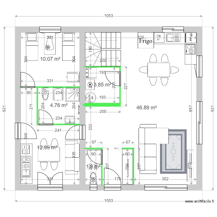 CARRERE RDC lot 6. Plan de 6 pièces et 80 m2