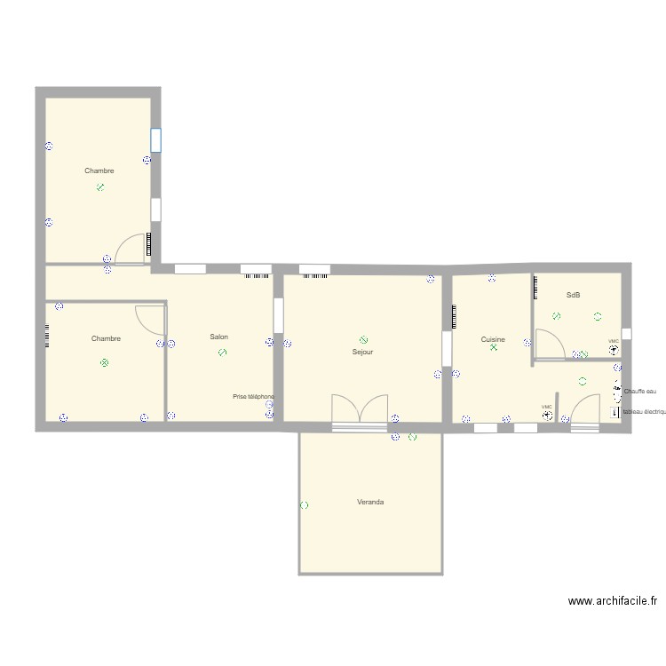 troarn elec. Plan de 7 pièces et 76 m2