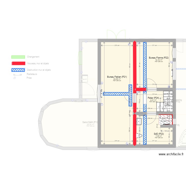 Chevreuse v2. Plan de 21 pièces et 255 m2