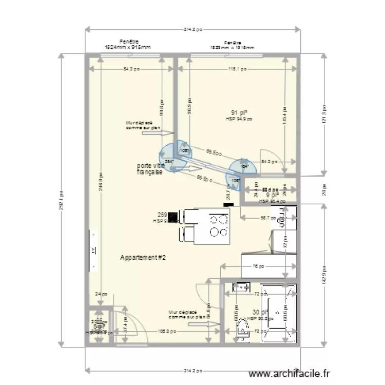 Appartement 02  Modifier A mm  Pour demande permis Ville. Plan de 