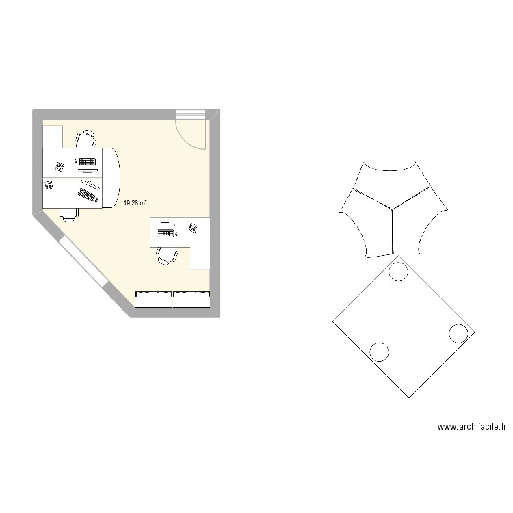 commune beaufays. Plan de 1 pièce et 19 m2