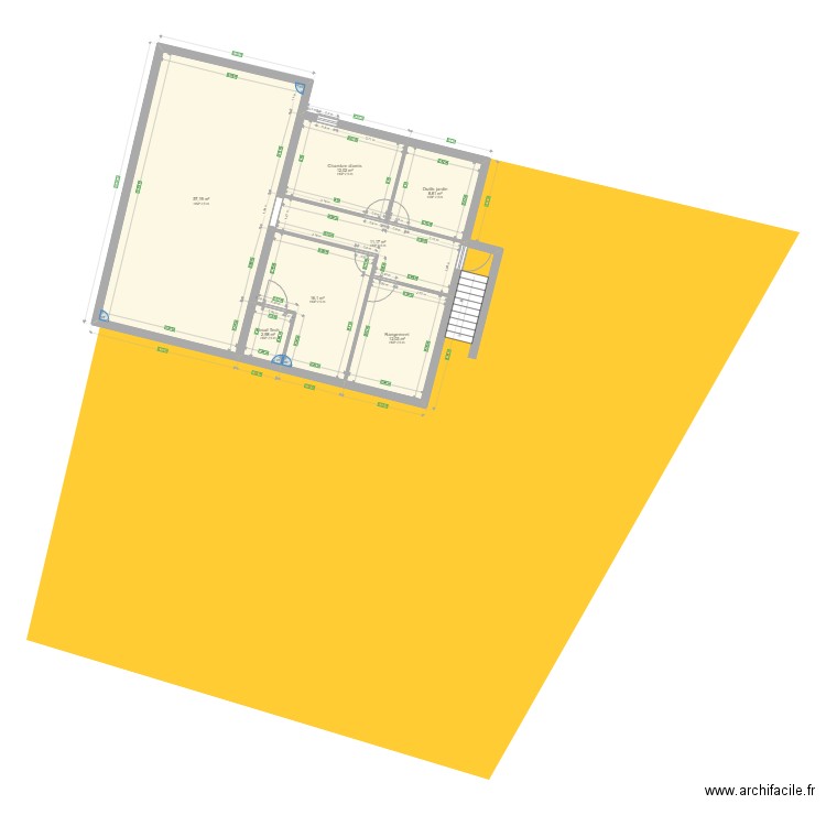 Projet agrandissement. Plan de 7 pièces et 120 m2