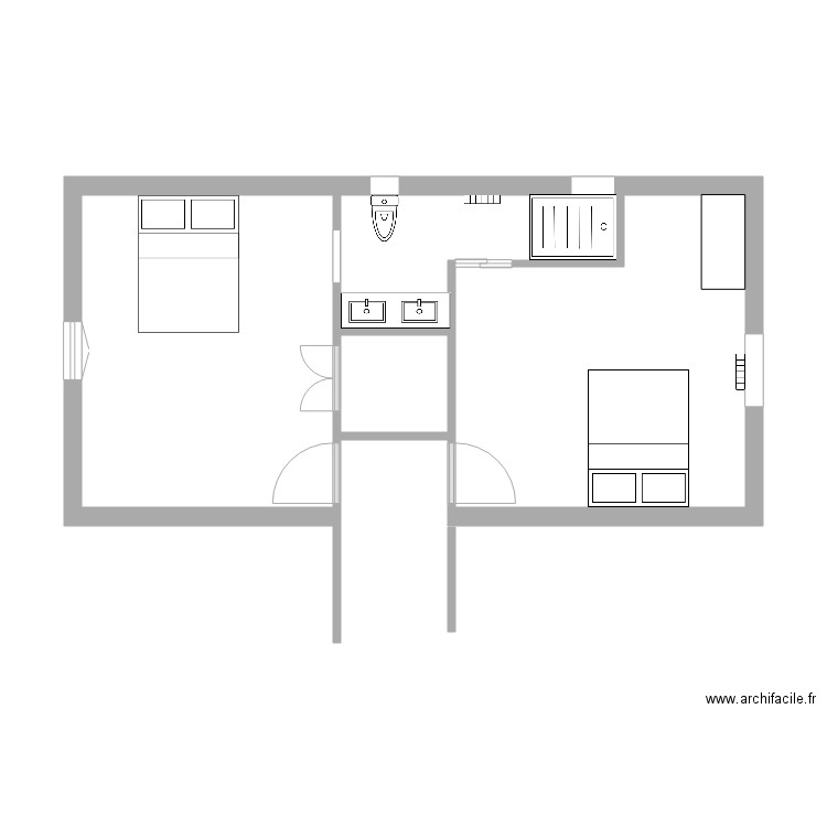 SDB CHAMBRES FILLES. Plan de 4 pièces et 37 m2