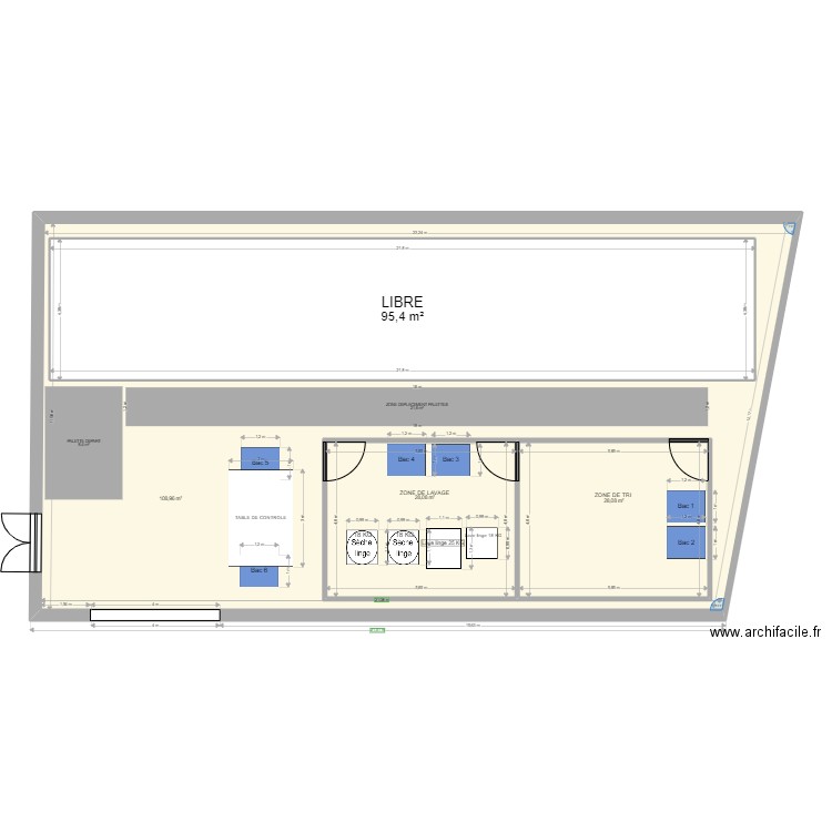 LAVERIE. Plan de 4 pièces et 416 m2