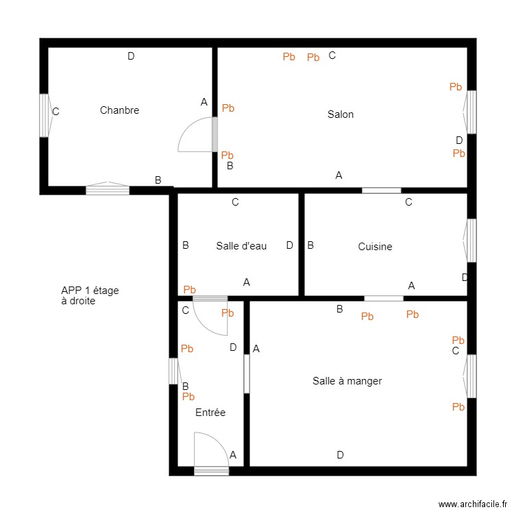 croquis app 1étage droite BOUR. Plan de 0 pièce et 0 m2