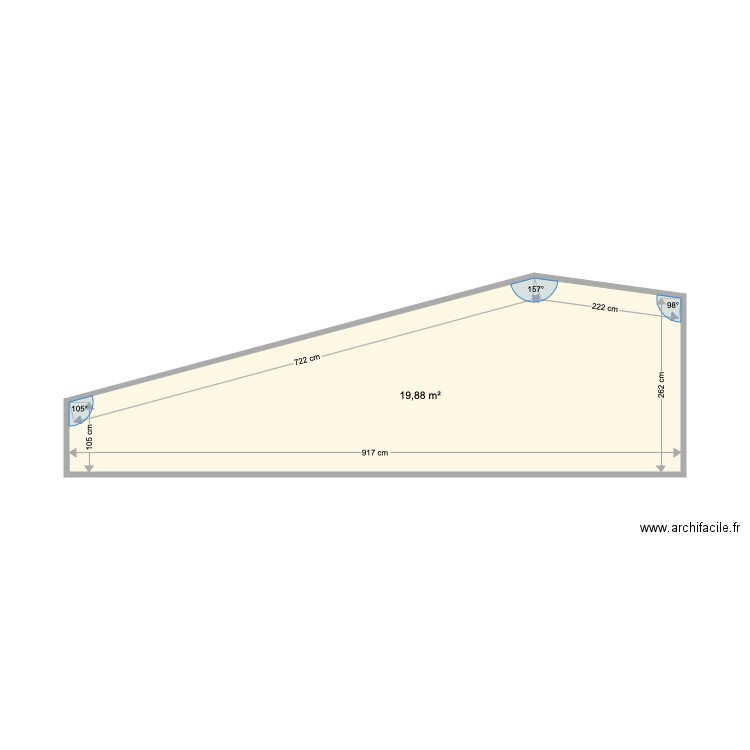 182 ru JP base coupe. Plan de 1 pièce et 20 m2