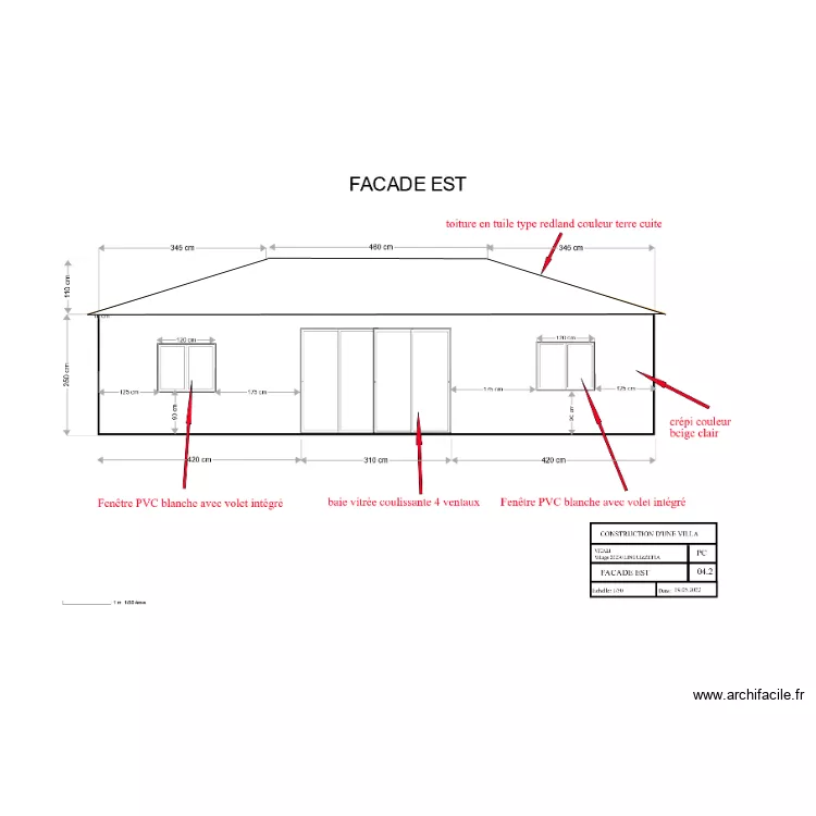 facade est1. Plan de 
