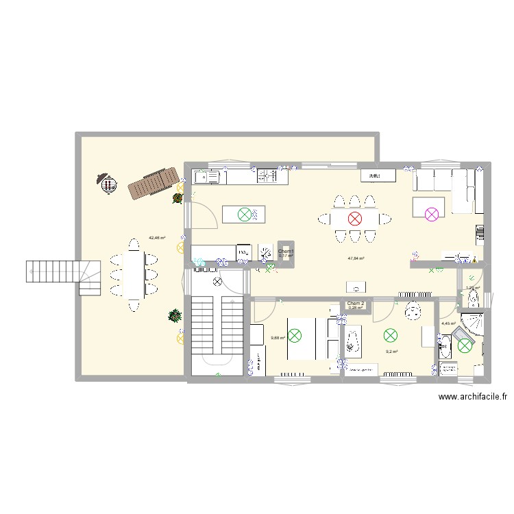 1E Hadol . Plan de 8 pièces et 115 m2