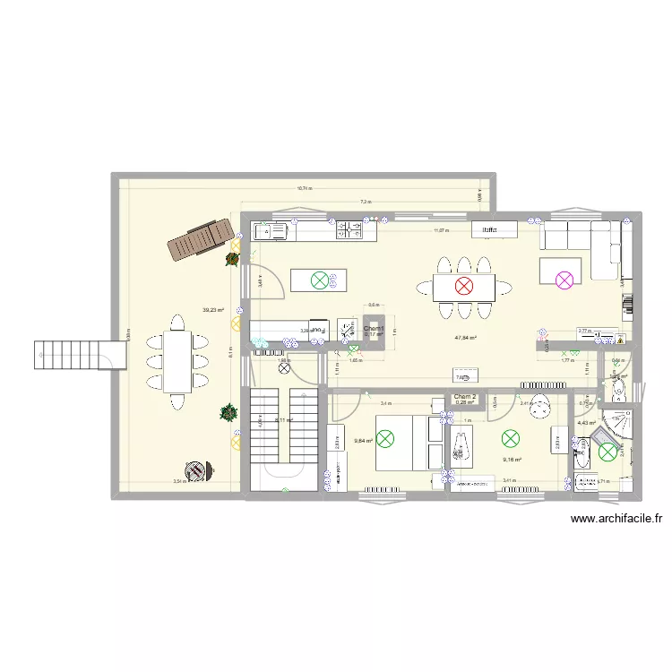 1E Hadol. Plan de 9 Pièces et 120 m²