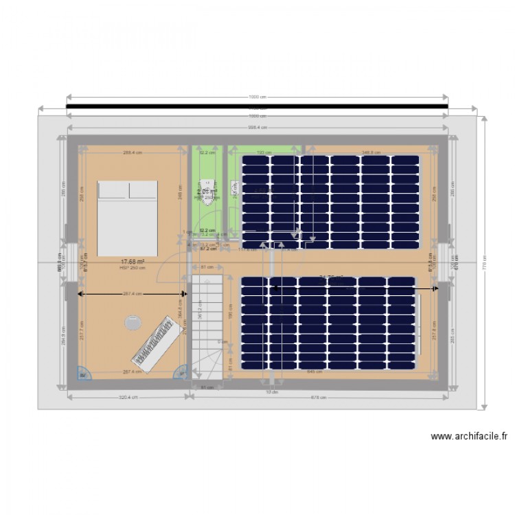 toiture 2 pentes avec panneaux solaires. Plan de 0 pièce et 0 m2
