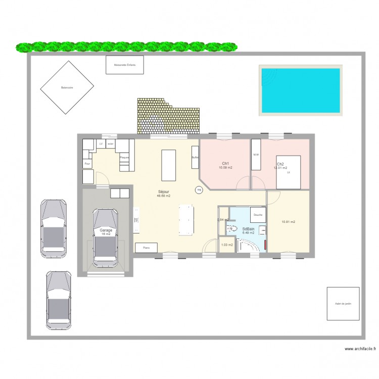 Maison 3ch garage avec jardin. Plan de 0 pièce et 0 m2