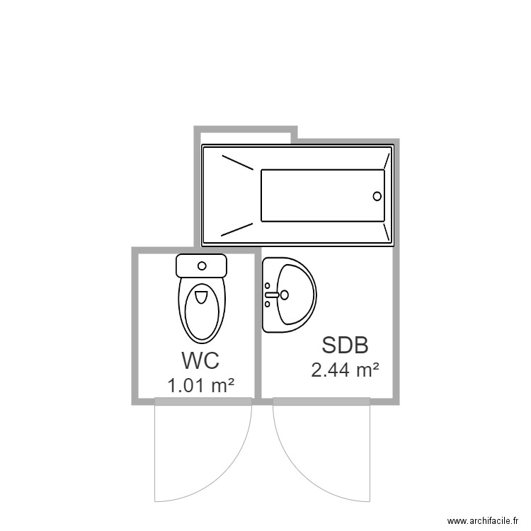 Menga EDL. Plan de 2 pièces et 3 m2