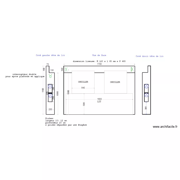 verneret tete de lit. Plan de 