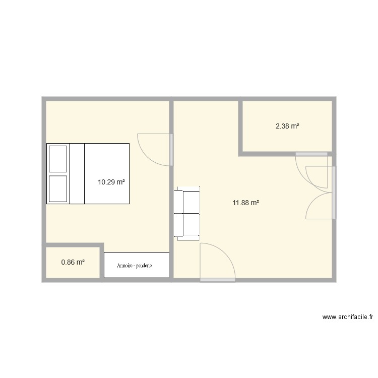 studio t2 5. Plan de 0 pièce et 0 m2