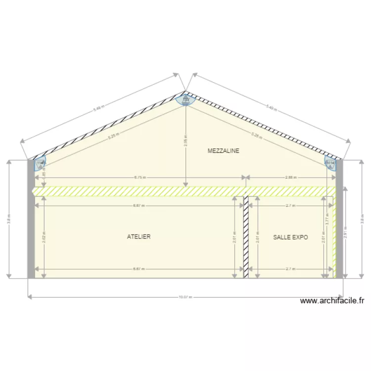 COUPE BATIMENT BACQUEVILLE . Plan de 