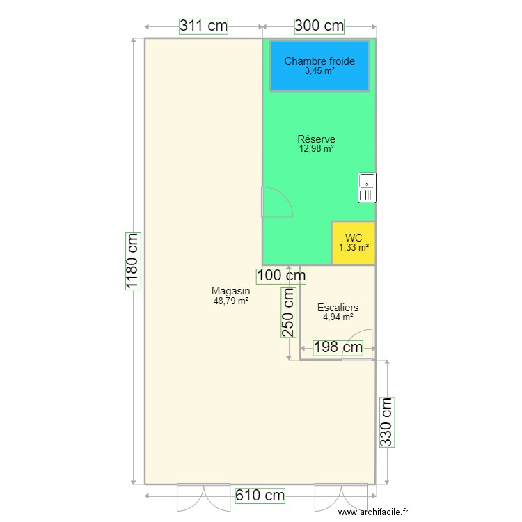 VALLON magasin1. Plan de 5 pièces et 75 m2