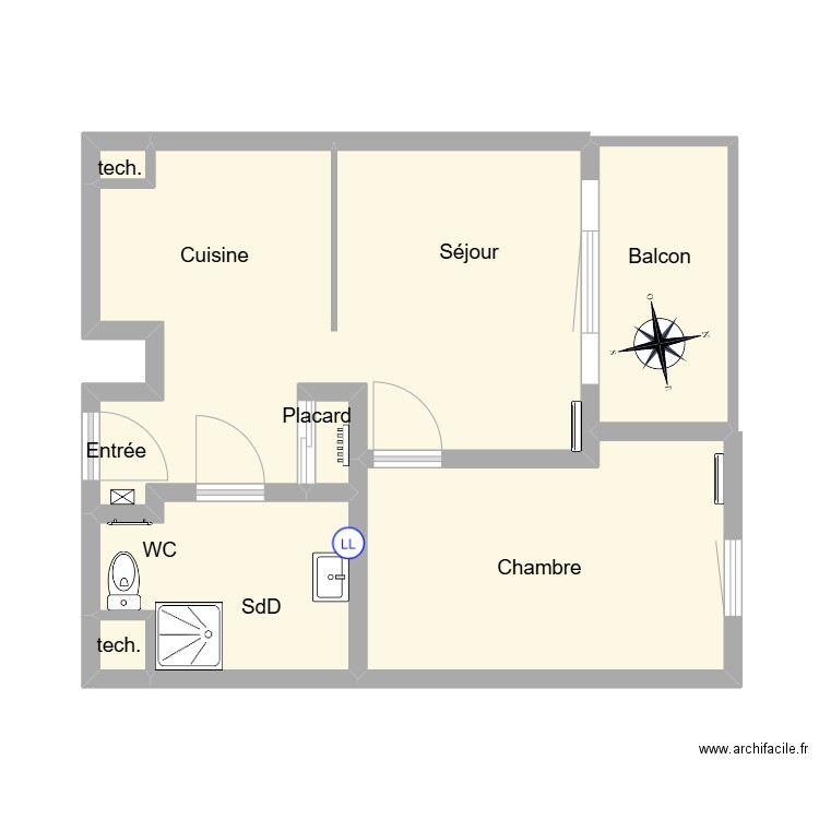 29 Mesureur. Plan de 7 pièces et 41 m2